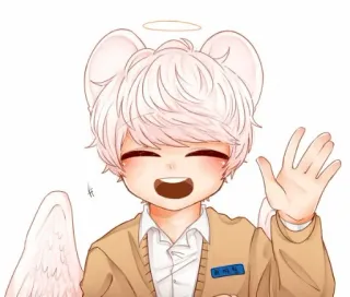 👋 1b42f530 malaikat, sayap, lingkaran cahaya, anime, kartun, lucu, ceria whatsapp sticker