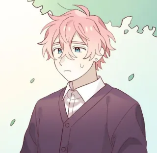 ☹️ 8dc335ae anime, manga, karakter, ilustrasi, rambut pink, anak laki-laki whatsapp sticker