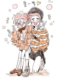 ✌ aa44ebc5 찰-칵 kartun, korea, teman, simbol perdamaian whatsapp sticker