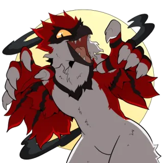 😈 e2b63222 เฟอร์รี่, แอนโธร, สัตว์ประหลาด, นก, สิ่งมีชีวิต, แฟนตาซี telegram sticker