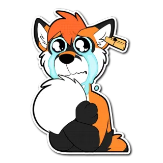 😭 010301db cáo, khóc, buồn, nước mắt, màu cam, lông, nhãn dán telegram sticker