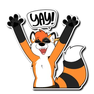 😄 952192a0 YAY! vui vẻ, cáo, hoạt hình, yay, ăn mừng, furry, tích cực telegram sticker