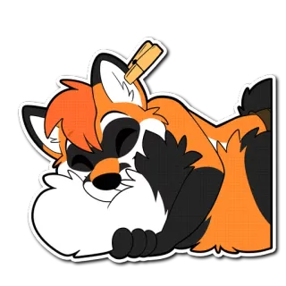 🤗 ec19ba06 cáo, động vật, buồn ngủ, hoạt hình, dễ thương, cam, đen, nằm telegram sticker