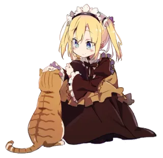 🐈 38fb3fcc Anime, Chica, Gato, Sirvienta, Lindo, Dibujo animado telegram sticker