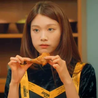 🍗 916e4bbf Frau, Essen, Nahrung, Hähnchen, Porträt whatsapp sticker