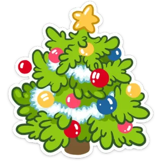 🎄 94097a0a christmas tree, christmas, holiday, tree, ornaments, star whatsapp sticker