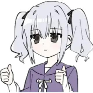 👍 4af57e62 Anime, Gadis, Jempol ke atas, Kartun, Ilustrasi telegram sticker