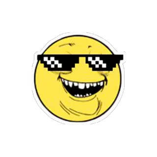 😏 b4e02922 ミーム, ドヤ顔, 絵文字, サングラス, ネットミーム, ドット絵サングラス, 黄色い顔 telegram sticker