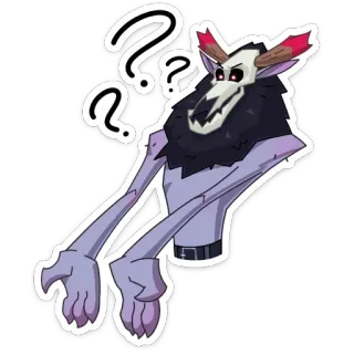 ❓ 7c56a7e9 mostro, creatura, teschio, domanda, fantasy, cartone animato, diavolo, demone telegram sticker
