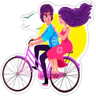 🚲 573915bc xe đạp, cặp đôi, lãng mạn, tình yêu, đạp xe, xe đạp tím, mặt trời telegram sticker