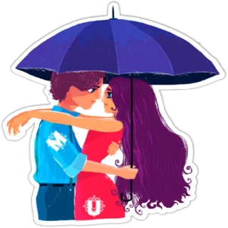 😍 dd74d217 MU tình yêu, cặp đôi, ô, lãng mạn, ôm telegram sticker