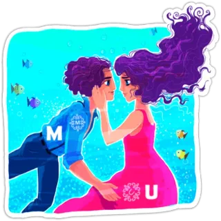 💑 ee09005e M U cặp đôi, tình yêu, dưới nước, hoạt hình, lãng mạn, mối quan hệ telegram sticker