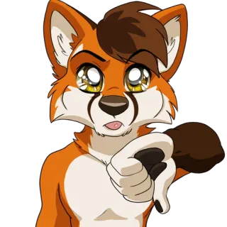 👎 059f5008 лиса, животное, не нравится, мультфильм, палец вниз, провал, отрицательный, упадок whatsapp sticker