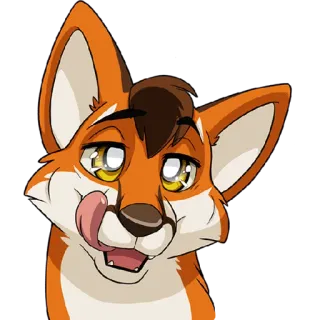 😛 223cfd79 лиса, фурри, мультфильм, животное, персонаж, оранжевый, язык, лижет whatsapp sticker