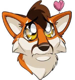 💔 6a80fc72 лиса, фурри, мультфильм, милый, животное, грустный, сердце whatsapp sticker