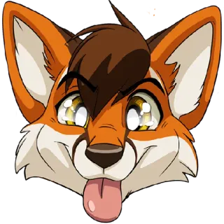 😛 9181203f лиса, фурри, животное, мультик, милый, каваий, голова whatsapp sticker