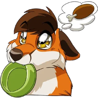 🍗 bd662eb3 лиса, мультфильм, животное, собака, домашнее животное, еда, голодный whatsapp sticker