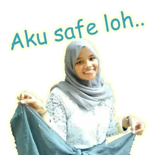 💃 72af33cf Aku safe loh.. kobieta, hidżab, bezpieczny, indonezyjski, osoba, uśmiech telegram sticker