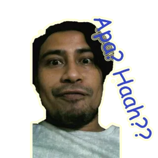 😘 8adc7347 Apa? Haah?? pytanie, niespodzianka, mężczyzna, dezorientacja, portret telegram sticker