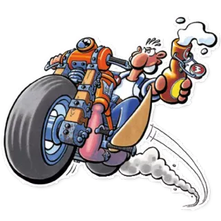🏍 1991ba6f motorcycle, beer, driving, cartoon, man, vehicle whatsapp sticker