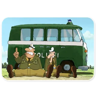 🚓 a16013d6 police, cartoon, van, officers, uniform whatsapp sticker