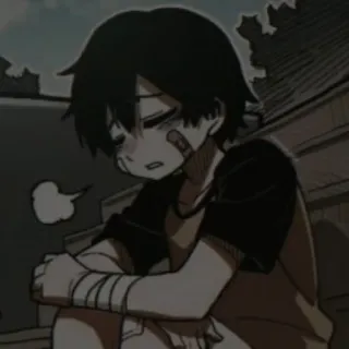 🤍 693a9a8c triste, anime, chico, vendas, monocromo telegram sticker