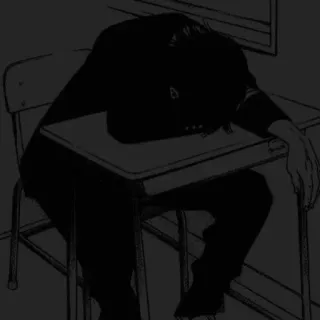🤍 80f6d305 cansado, anime, triste, escuela, somnoliento, melancolía, escritorio telegram sticker