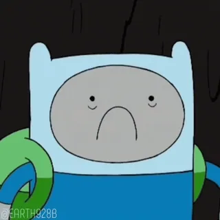 😟 585c4c62 Finn Adventure Time @EARTH928B Cartoon, Finn, Adventure Time, Verdrietig, Personage telegram sticker