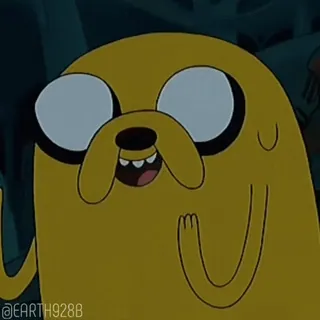 😏 598636fc Jake Adventure Time @EARTH928B cartoon, adventure time, jake, hond, geel, grappig telegram sticker