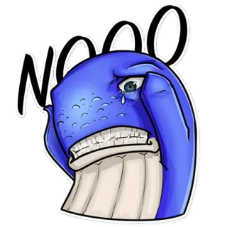 🙈 14dc601a NOOO クジラ, 漫画, 悲しい, 泣く, 青, ステッカー telegram sticker