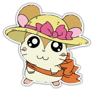 🐹 28d12d58 หนูแฮมสเตอร์, การ์ตูน, สัตว์, น่ารัก, หมวก, ผ้าพันคอ telegram sticker