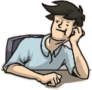 😘 76574f22 hoạt hình, người đàn ông, chán, ngồi, bàn telegram sticker