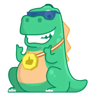 🤩 36d18ca9 dinosaur, middle finger, cartoon, reptile, funny, badge telegram sticker