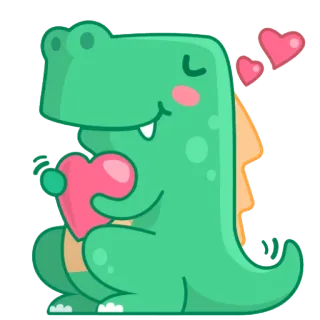 😍 8dc5ff0a dinosaur, heart, love, cute, cartoon, animal, reptile telegram sticker