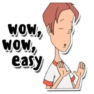 💆‍♂️ 06b43844 wow, wow, easy dessin animé, facile, wow, abandonner, calme-toi whatsapp sticker