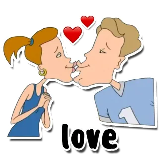 ❤️ b3a13ef2 love amour, baiser, romance, couple, affection, dessin animé, coeurs whatsapp sticker
