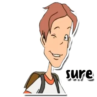😉 f8e35ae2 sure Dessin animé, Personnage, Garçon, Sourire, Clin d'oeil whatsapp sticker