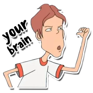 😬 fa663deb your brain dessin animé, cerveau, penser, montrer du doigt whatsapp sticker