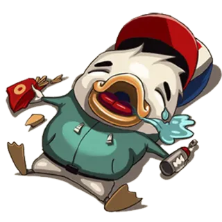 👶 3323cc00 漫画, アヒル, アルコール, 酔っ払い, 気絶, コミック telegram sticker