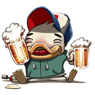 🍺 c0052025 アヒル, ビール, アルコール, 漫画, 帽子, パーティー, 飲み物, お祝い telegram sticker
