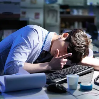 🖕 d09ba4d4 수면, 피곤한, 지친, 사무실, 일 telegram sticker