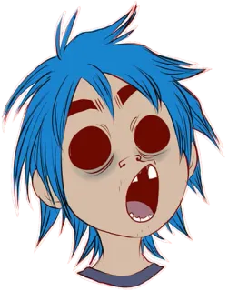 😮 902b8b3b 2-D Gorillaz 2D, Gorillaz, Kreskówka, Niebieskie włosy, Muzyka, Zespół whatsapp sticker