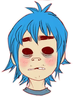 😳 bb672d7a 2-D Gorillaz 2D, Gorillaz, postać z kreskówki, niebieskie włosy, muzyka, wirtualny zespół whatsapp sticker