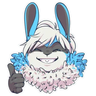 👍 6143a6bd coniglio, coniglietto, peloso, pollice in su, animale, cartone animato telegram sticker