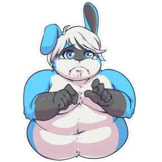 😢 8dd234ad Furry, Coniglio, Carino, Triste, Blu, Cartone animato telegram sticker