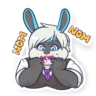 🍰 ab833f6f NOM NOM coniglio, cartone animato, mangiare, carino, antropomorfo telegram sticker