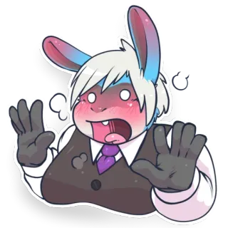 😳 de7fd410 coniglio, antropomorfo, coniglietto, cartone animato, personaggio, abito, cravatta, anime telegram sticker