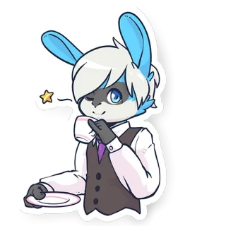 ☕ f355569b antropomorfo, coniglio, coniglietto, tè, cartone animato telegram sticker