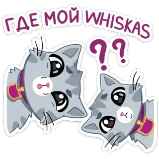 ❓ 7d758f82 ГДЕ МОЙ WHISKAS 猫, 伟嘉, 宠物, 动物, 贴纸, 可爱, 小猫 whatsapp sticker