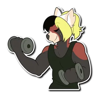 🏋 03877100 Furry, Antropomorf, Dier, Personage, Fitness, Gewichtheffen, Oefening telegram sticker